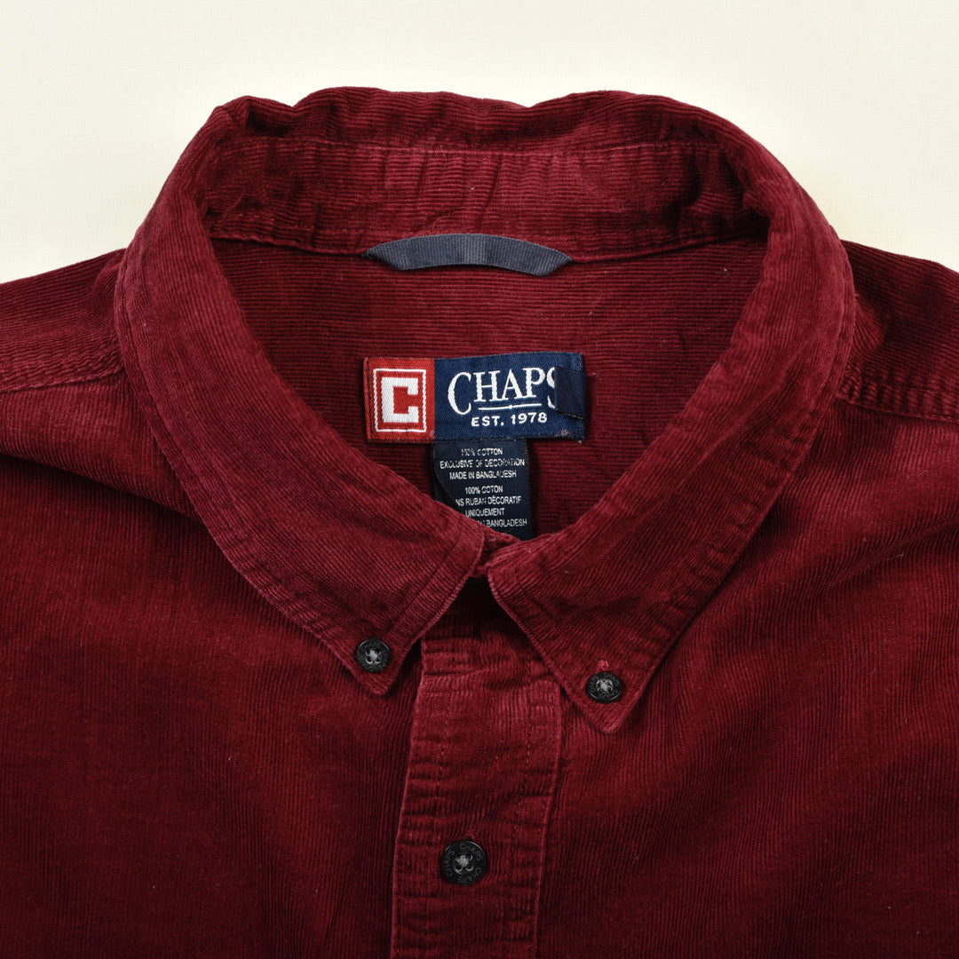 CAMICIA CHAPS VELLUTO A COSTE ROSSA - L