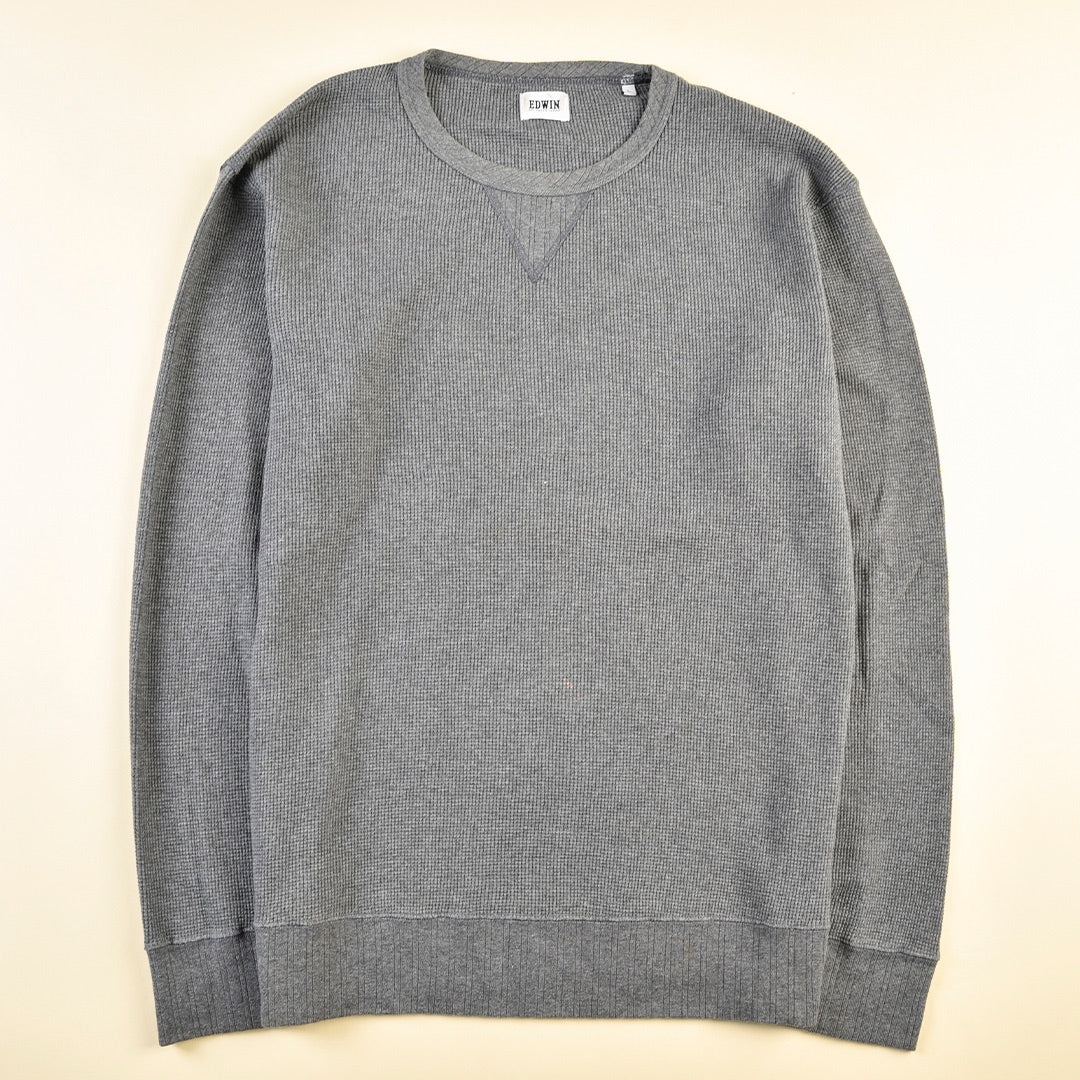 MAGLIONE WAFFLE GRIGIO - L