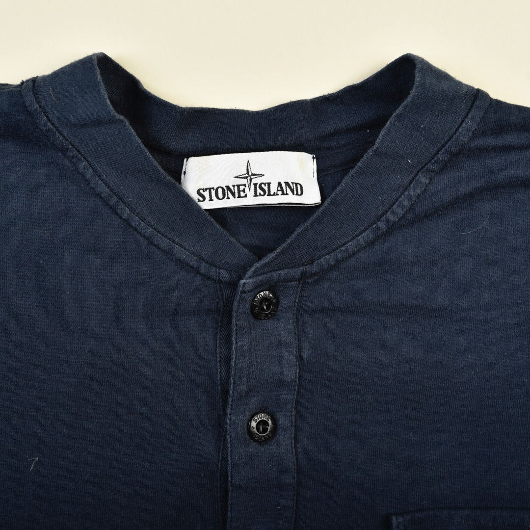 T-SHIRT PLAIN POCKET BLU  - L