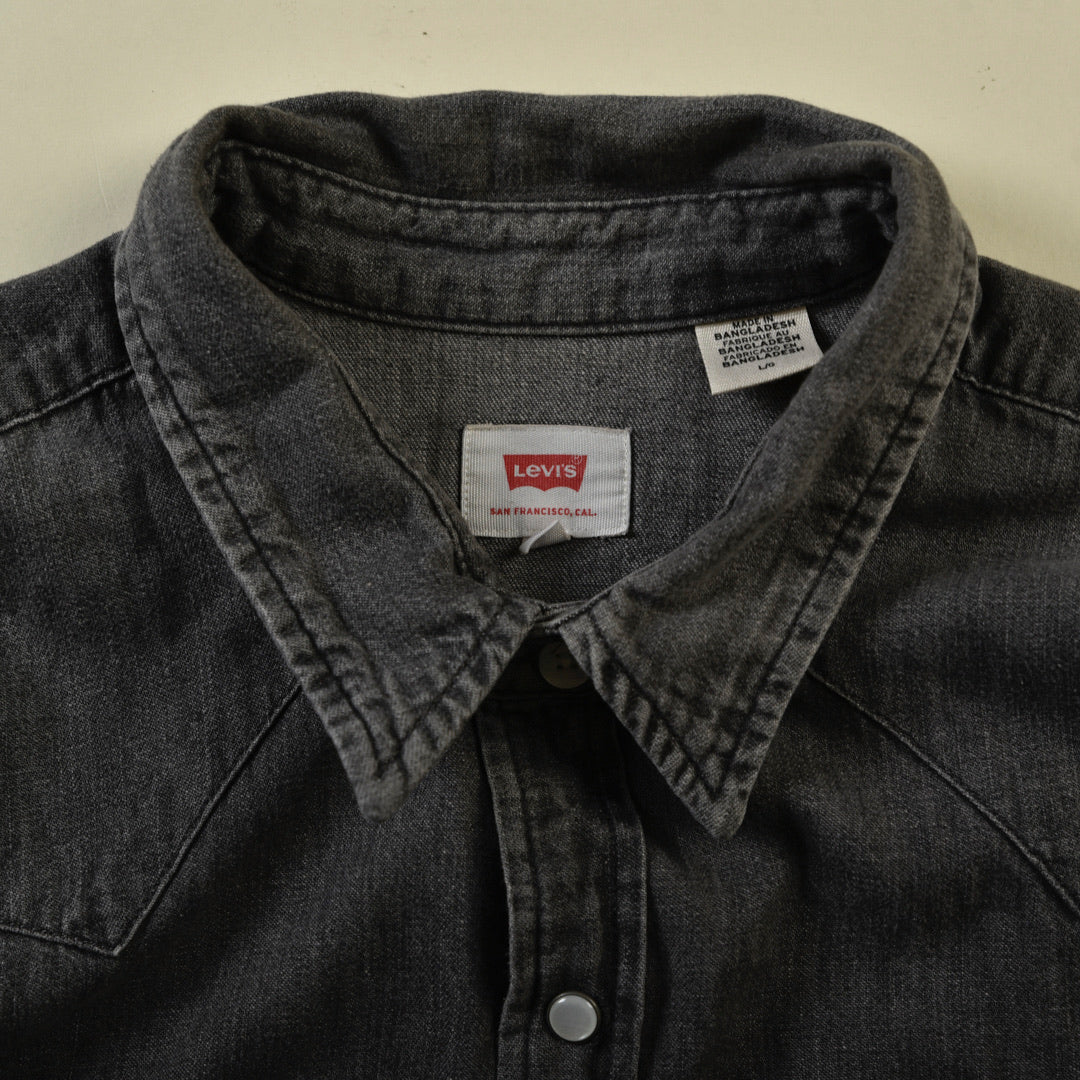 CAMICIA JEANS WESTERN GRIGIA - L