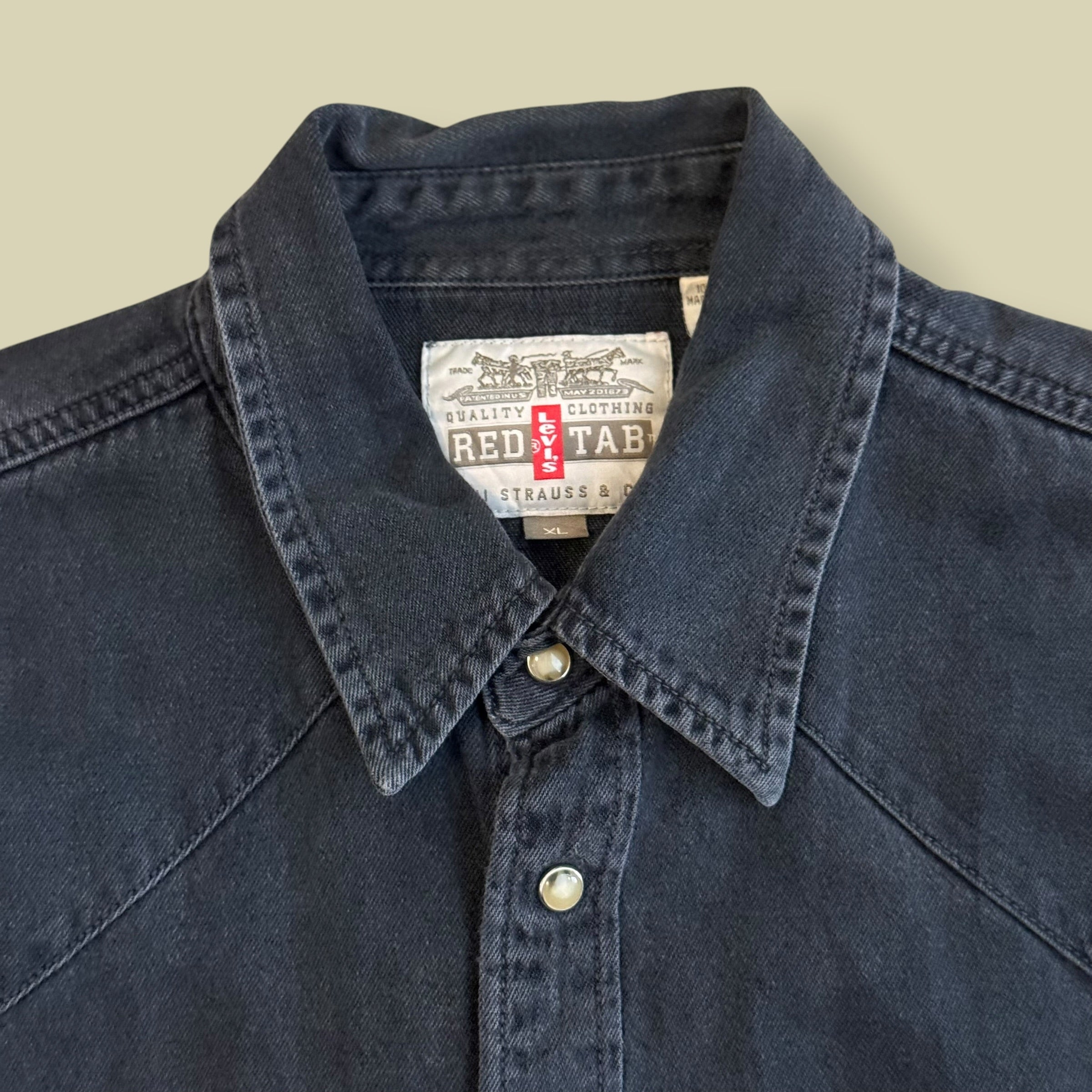 CAMICIA DENIM WESTERN NERA - XL