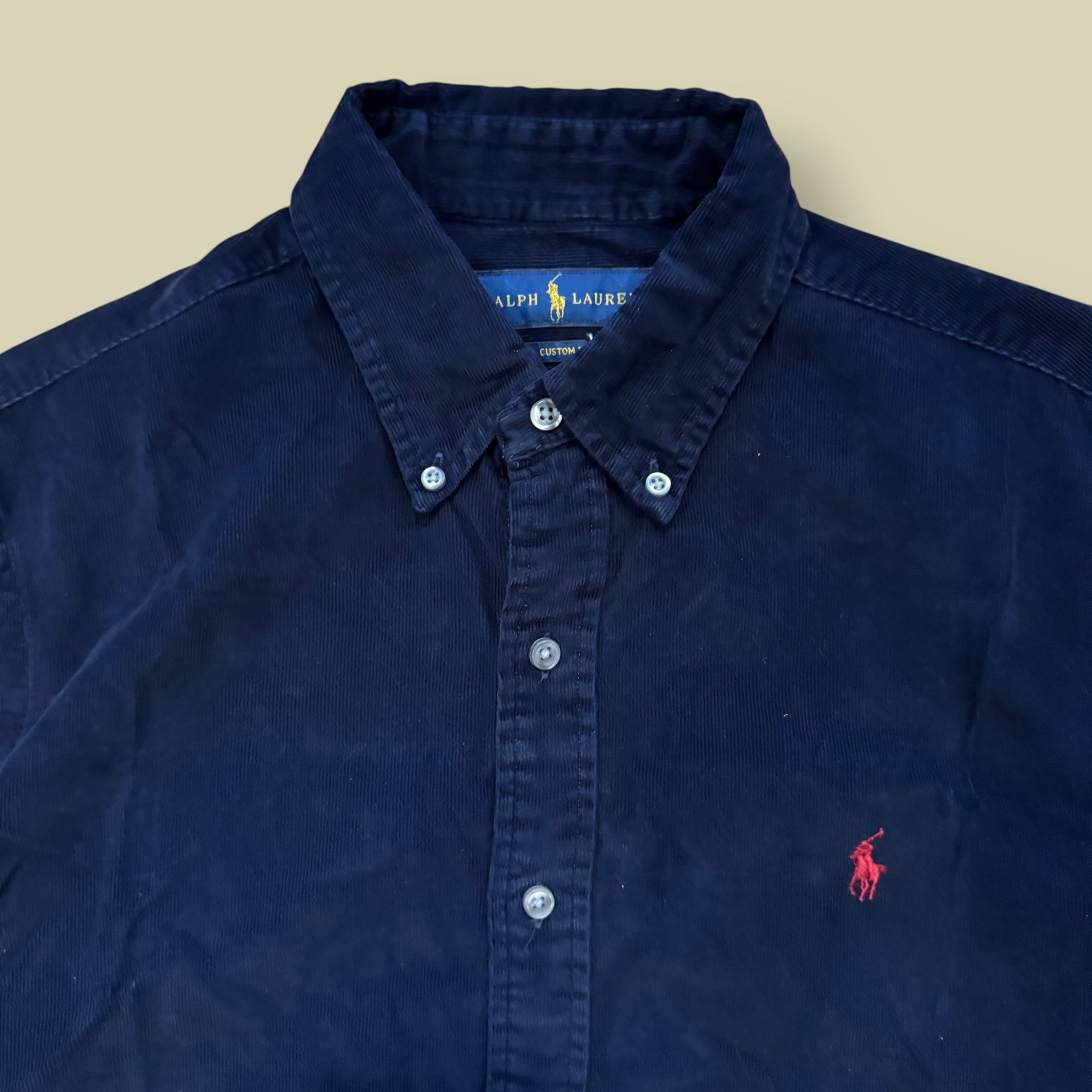 CAMICIA VELLUTO A COSTE BLU - M